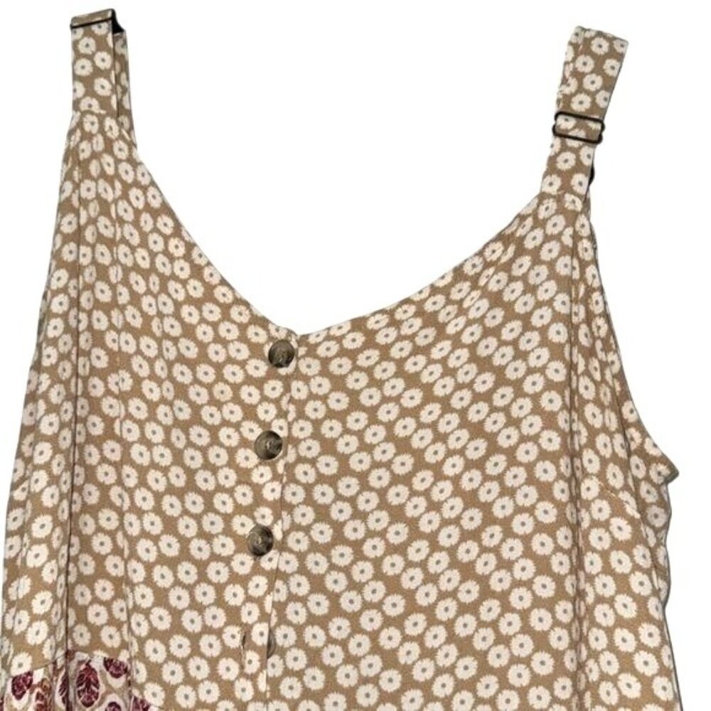 Xhilaration Beige & Red Floral Boho Maxi Dress XL Adjustable Straps Sleeveless - Picture 2 of 7